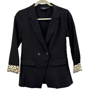 HAVE Women’s Black‎ Double Breasted Crepe Blazer Sz M
